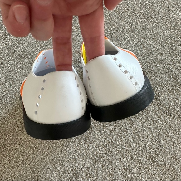 Biion The Oxford Mens 4 Women's 6 Spike-less Saddle Golf Shoes White Orange - Picture 7 of 7